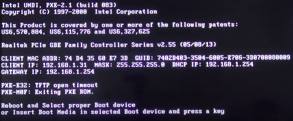 Bare metal trying to boot via network