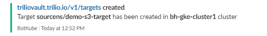 BotKube notification target created