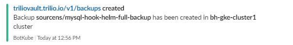 BotKube notification backup created