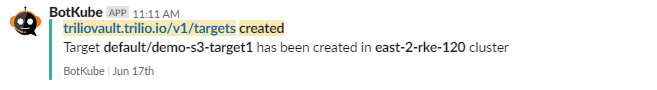 Slack notification for target creation